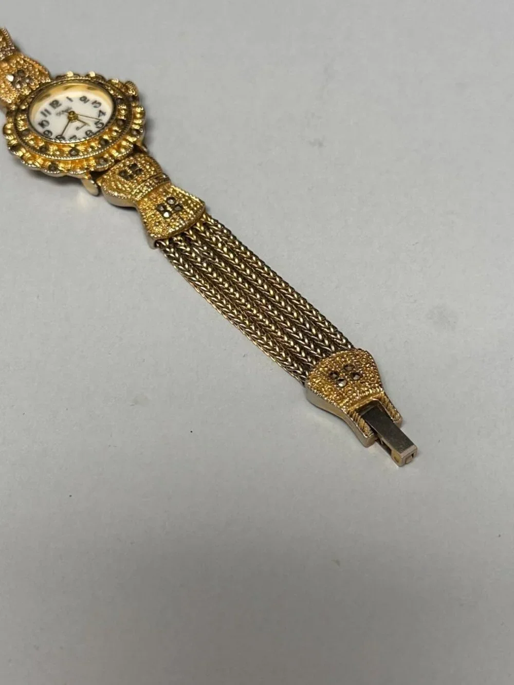 Xanadu Watch Women Gold Tone Multi Chain Band Marcasite Accents New Battery